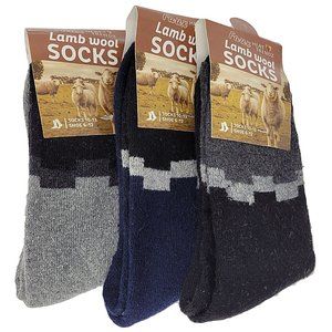 Men's Faux Lamb Wool Crew Socks, Warm Winter Heavy Duty Boot Sux, 3 Pairs